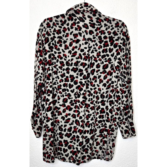 Zara Shirt Womens Small Red Black Leopard Print Oversized Flowy Tunic Top Baddie - Picture 3 of 7